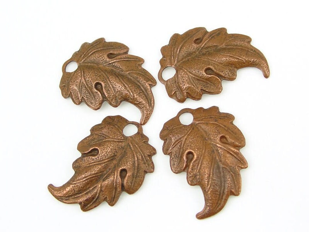 Copper Leaf Charm Vintaj PRAIRIE LEAF Artisan Copper Charm 18mm Leaf