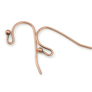 24 Antique Copper Earring Wires 27mm Earring Hook with 2mm Ball Copper Ear Findings French Hooks Fish Hook Wires for Copper Earrings image 2