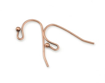 36 Pieces Small Antique Copper Earring Wires - 27mm Earring Hook with 2mm Ball  Dark Copper Plated Ear Findings French Hooks Fish Hook FB701