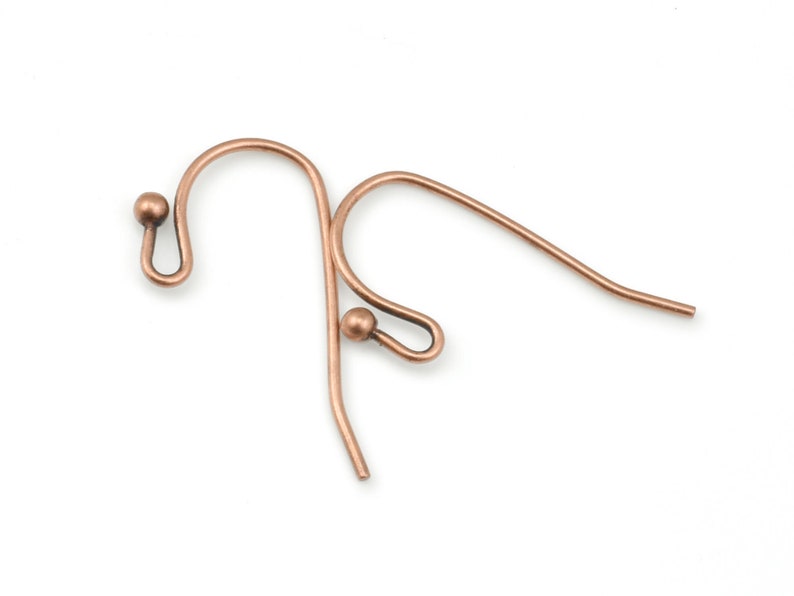 24 Antique Copper Earring Wires 27mm Earring Hook with 2mm Ball Copper Ear Findings French Hooks Fish Hook Wires for Copper Earrings image 2