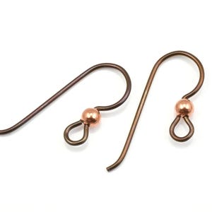 Niobium Earring Findings - Dark Brown Niobium Ear Wires Hooks With Copper Accents - Hypoallergenic Ear Findings (PH43)