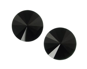 14mm JET Swarovski Rivoli Stones - Onyx Black Crystals - Article 1122 14mm Rivolis