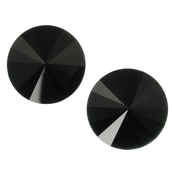 14mm JET Swarovski Rivoli Stones - Onyx Black Crystals - Article 1122 14mm Rivolis