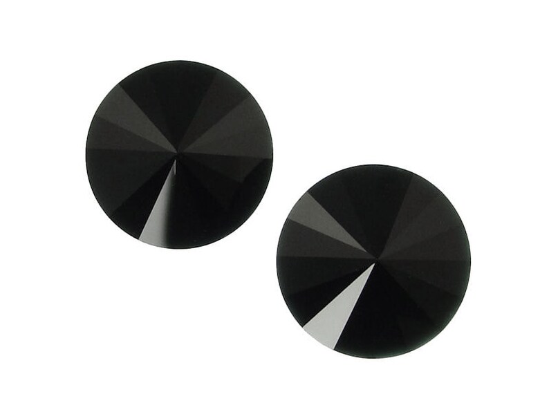 14mm JET Swarovski Rivoli Stones Onyx Black Crystals Article 1122 14mm Rivolis image 1