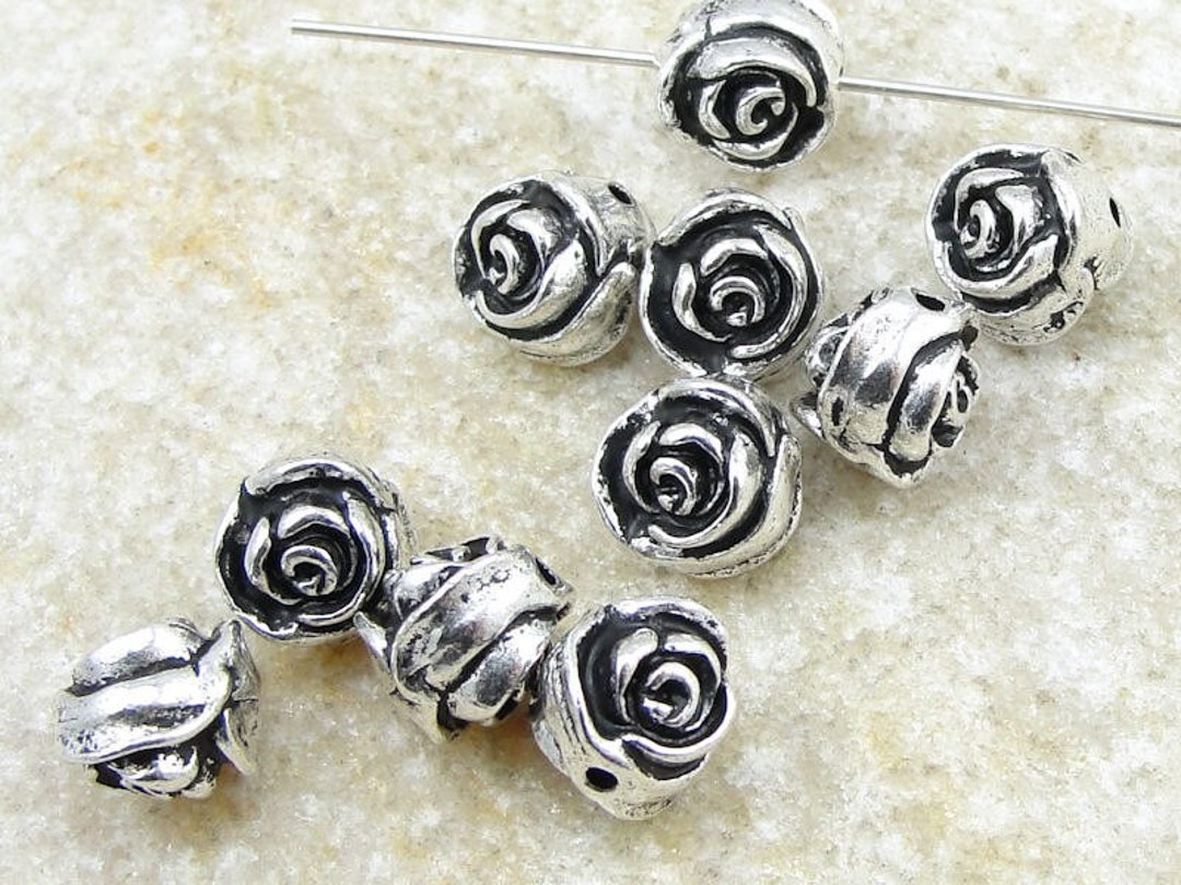 Silver Rose Charms for Jewelry Making Pewter