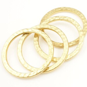 1 Large Hammertone Textured Metal Rings Bright Gold Ring Link Connectors TierraCast Flat Hammered Ring Charms P489 image 2