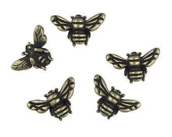 TierraCast HONEYBEE BEAD - Antique Brass Beads - Brass Oxide Honey Bee Tierra Cast Beads (PA38)