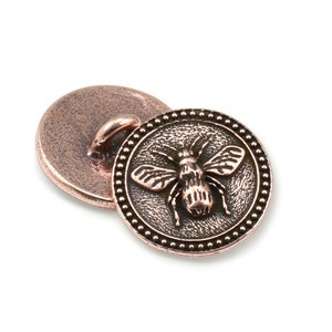 TierraCast Bee Button Clasp for Leather Jewelry Antique Copper Button Findings Honey Bee Summer Pollinator Closure P1987 image 4
