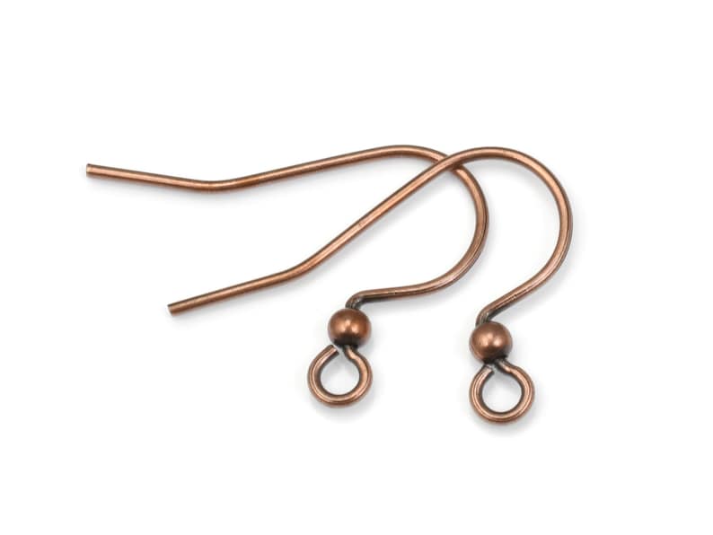 144 Piece Bulk Bag of Antique Copper Earring Wires with 2mm Ball Accent Copper Plated Earring Findings Medium/Large French Hook Ear Wire image 1