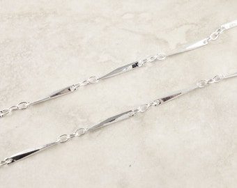 18" Silver Plated Chain Loose Chain Bar and Ring Chain for Jewelry Making Jewelry Chain Silver Plated Connected Link Chain  FSCHS7