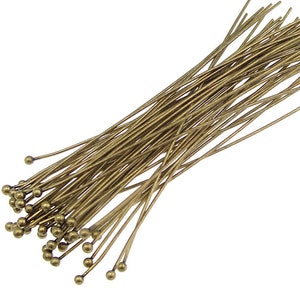 144 Brass Ball Pins 3 Antique Brass Ball Head Pins 21 Gauge 21 g 3 Inch Ballpin Headpin Findings Brass Oxide Bronze BULK BAG image 1