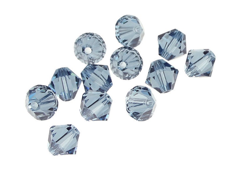 12 DENIM BLUE 6mm Bicones Swarovski Crystal Elements Bicones Article 5301 5328 Smoke Blue image 1