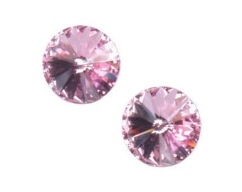 12mm LIGHT ROSE Swarovski Rivolis - Light Pink 12mm Rivoli Stones Swarovski Austrian Crystal Light Rose Pink