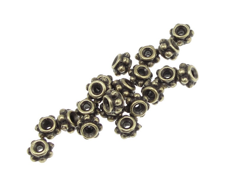 Brass Beads 5mm Beaded Bali Style Spacers Antique Brass Beads Brass Spacer Beads TierraCast Pewter Brass Oxide Bali Beads PS383 image 2