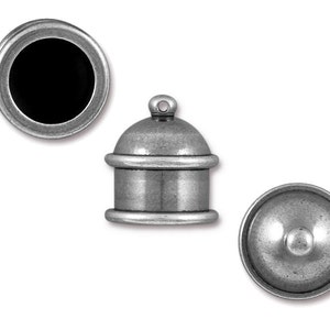 Customizable 10mm Recessed Channel Antique Pewter Dark Silver Large Kumihimo Caps Tierracast PAGODA Cord End Caps PF2103 image 2