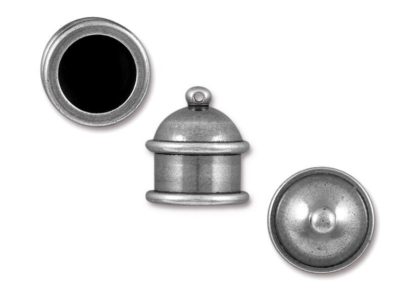 Customizable 10mm Recessed Channel Antique Pewter Dark Silver Large Kumihimo Caps Tierracast PAGODA Cord End Caps PF2103 image 2