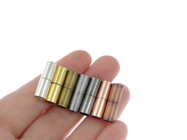 4 Sets Magnetic Kumihimo Clasps Antique Brass Plated 6mm Inner Diameter Kumihimo End Caps Supplies Cord End KH60 image 2