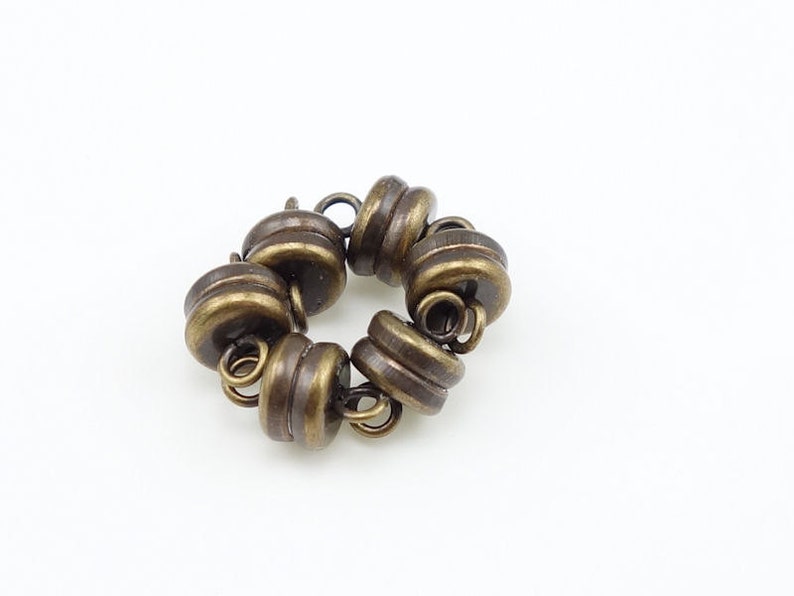 6 Antique Brass Magentic Clasp Findings Small Magnet Clasps Brass Clasps Bronze Clasp Brass Oxide Bronze Findings FSAB92 image 3