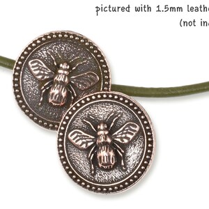 TierraCast Bee Button Clasp for Leather Jewelry Antique Copper Button Findings Honey Bee Summer Pollinator Closure P1987 image 2