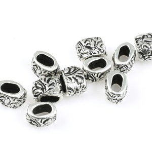 Leather Slider Beads for Leather Antique Silver Beads TierraCast JARDIN BARREL Large Hole Beads Leather Findings P1761 image 2