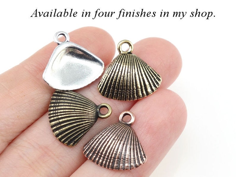 Seashell Charms Antique Gold Sea Shell Charms 18mm x 18mm TierraCast Beach Charms Ocean Gold Charms Nautical Summer Charms P1297