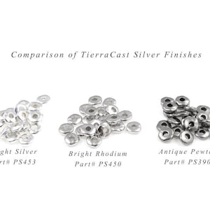 Large Hole Nugget Beads for Leather Jewelry 7mm Bright Rhodium Silver Beads with 2.25mm Holes TierraCast Silver Heishi Spacers PS450 image 2