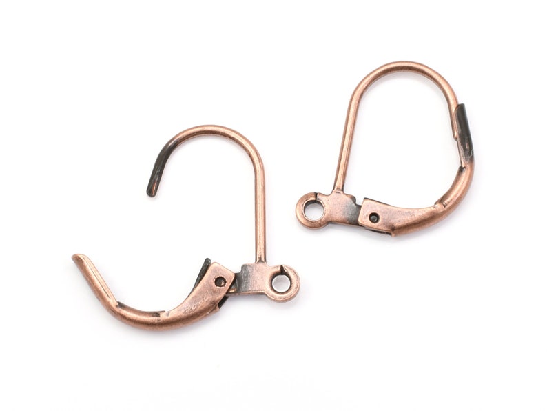 12 Antique Copper Leverback Earring Findings Plated Copper Lever Back Earring Hooks Ear Wires Copper Earring Ear Findings FSAC42 image 2