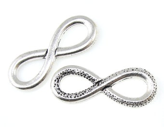 Silver Infinity Links - 31mm Antique Silver Infinity Pendant Charm - TierraCast Pewter Leather Jewelry Supplies (P1142)