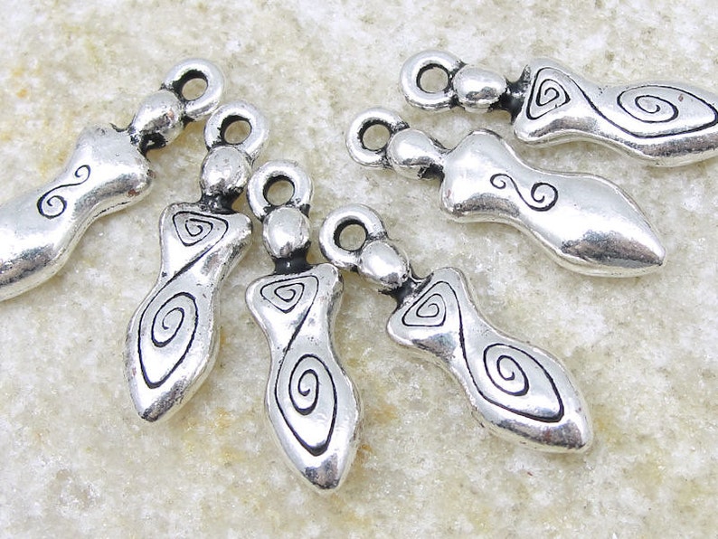 20 Silver Goddess Charms Tierracast Spiral Goddess Charm Etsy