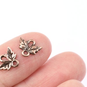 Antique Copper Charms Small Oak Leaf Links Double Leaf Connector Findings for Fall Jewelry Autumn Leaf Charms P2523 image 2