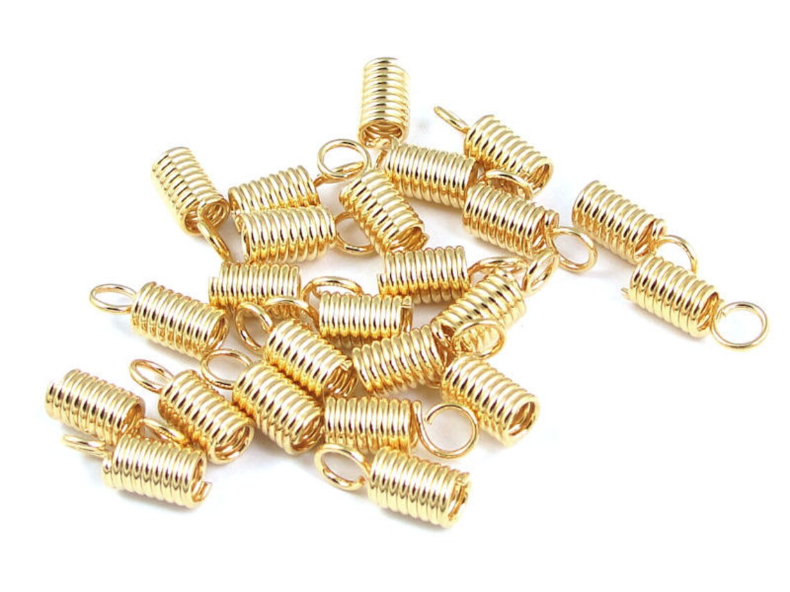 48 Gold Cord Ends 4mm Gold Plated Cord Crimp End Findings Etsy