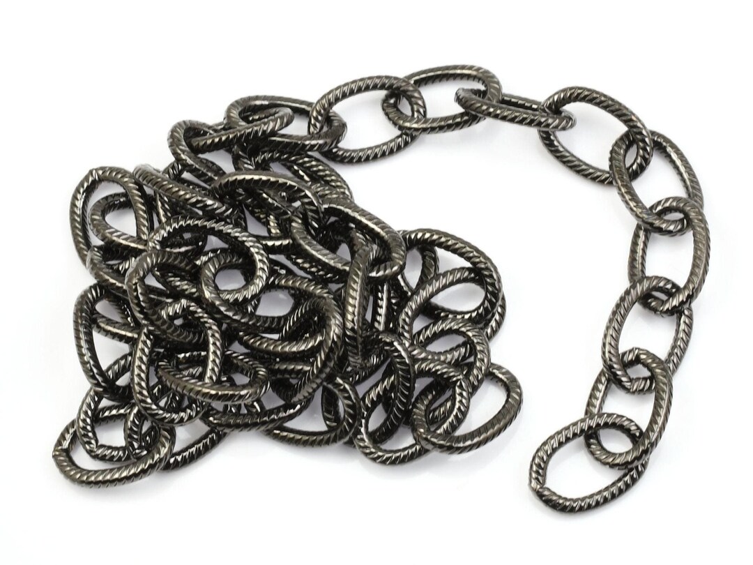 25 Foot Spool - Large Link Gunmetal Grey Chain - Heavy Embossed Open ...