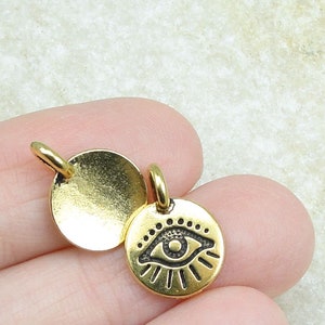 Evil Eye Charm Gold Charms for Jewelry Making TierraCast You Collection 1/2 Mini Pendant Antique Gold Pendant P1482 image 2