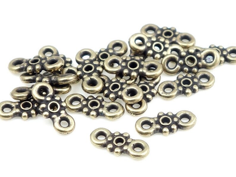 Two Loop Links TierraCast 5mm Links Brass Oxide Antique Brass Beads Bali Beads Loop Heishi Bronze Beads Flat Daisy Spacer Links PAS21 image 1