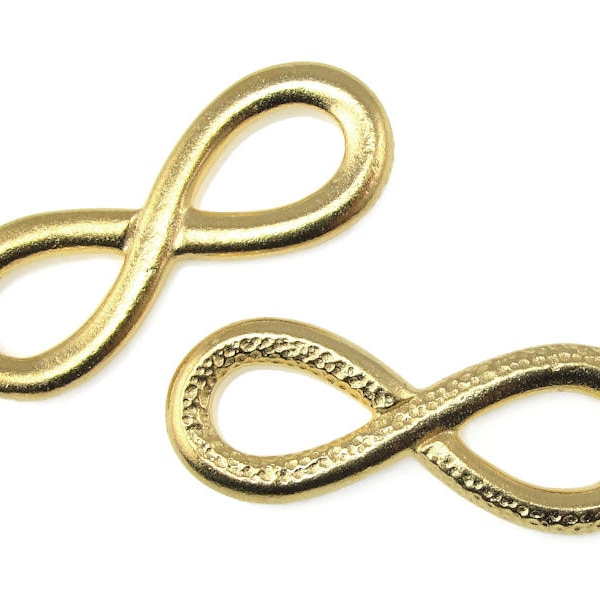 Colgante de infinito dorado de 4 eslabones grandes y brillantes - 31 mm, TierraCast Pewter, chapado en oro (P1143)