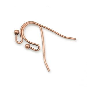 24 Antique Copper Earring Wires 27mm Earring Hook with 2mm Ball Copper Ear Findings French Hooks Fish Hook Wires for Copper Earrings image 3