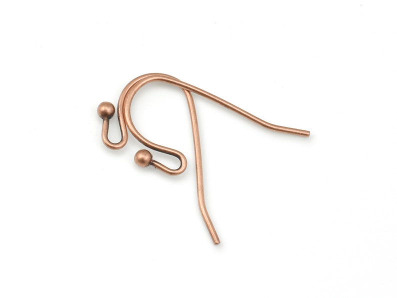 24 Antique Copper Earring Wires 27mm Earring Hook with 2mm Ball Copper Ear Findings French Hooks Fish Hook Wires for Copper Earrings image 3