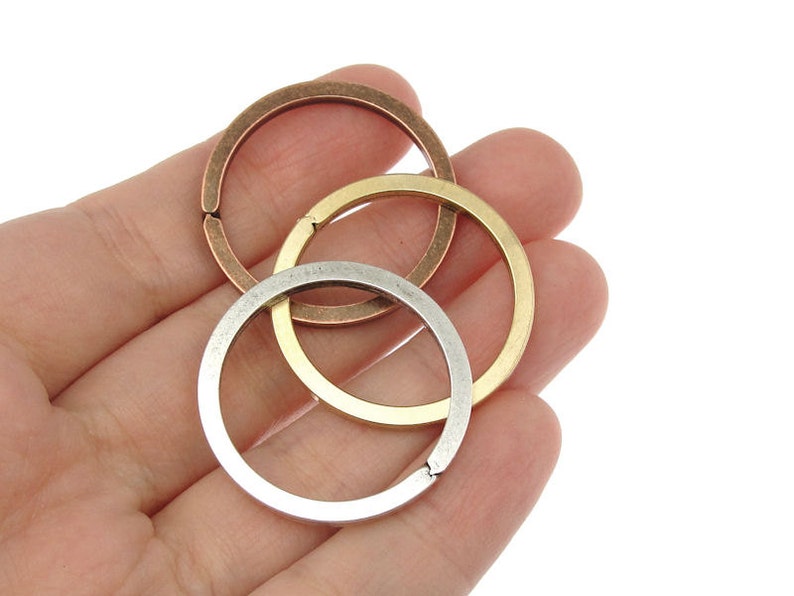 2 Copper Key Ring Large Antique Copper Split Ring Key Ring Key Fob Keyfob Blank by Nunn Designs image 3