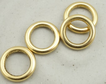 4 12mm Open Frame Hoop Antique Gold Ring Findings Seamless Solid Ring Link Connector Hoop Charm for Jewelry by Nunn Design