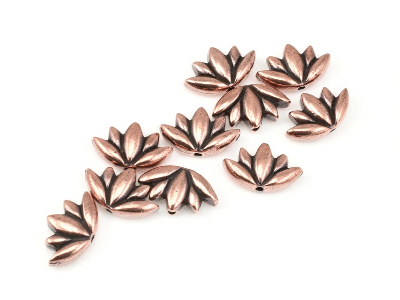 TierraCast Lotus Bead Antique Copper Beads with Lotus Flower Yoga Beads for Meditation Jewelry Zen Eastern Spiritual Beads P1754 image 4