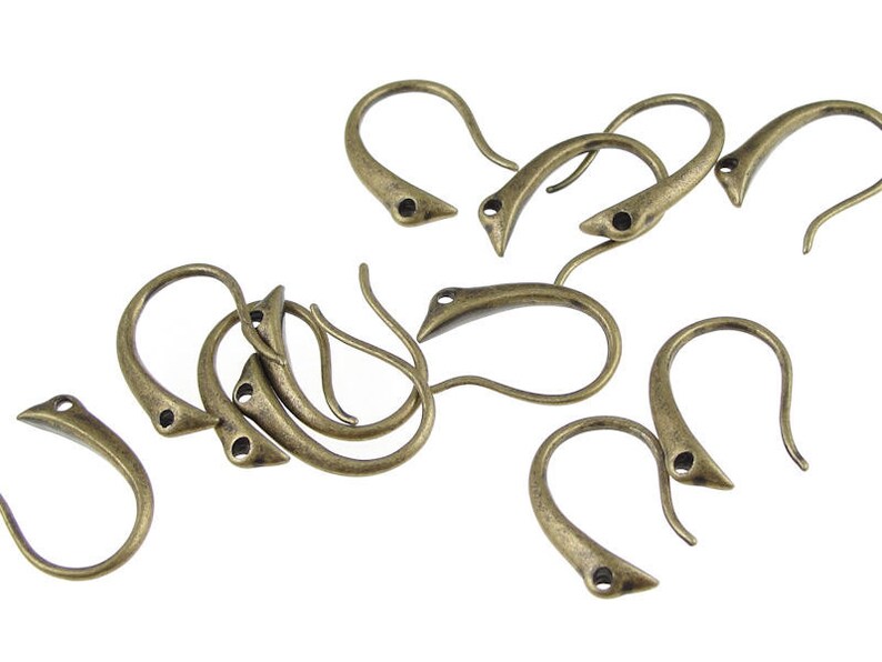 12 Antique Brass Earring Hooks Brass Ear Findings Fancy Etsy