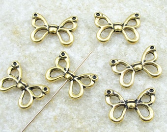 6 TierraCast Butterfly Wing Beads - Antique Gold Beads Tierra Cast Wing (P6)