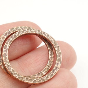 1 Large Hammertone Textured Metal Rings Antique Copper Ring Link Connectors TierraCast Flat Hammered Ring Charms P490 image 4