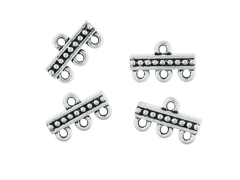 PF409 Silver Multistrand Links 3-1 Multi-Strand Beaded Links TierraCast Pewter Antique Silver Chandelier Earring Findings