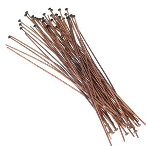 48 3 Antique Copper Headpins 22 Gauge 22g Solid Copper Aged Copper Head Pin Findings Copper Jewelry Findings FSAC31 image 2