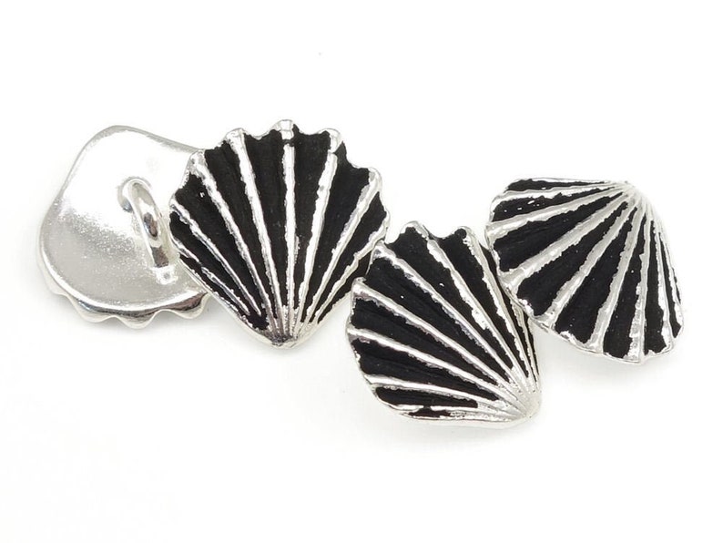 Antique Silver Button Findings TierraCast Scallop Shell Buttons 13mm Button Clasp Findings for Beach and Summer Jewelry P2334 image 1