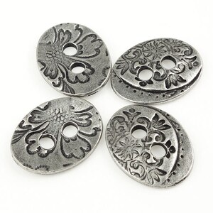 Silver Button Findings TierraCast Jardin Button Dark Antique Silver Findings for Leather Jewelry Clasp Closure Floral Flower P1447 image 6