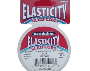 Clear Beadalon Elasticity Stretch Elastic Cord for Jewelry Making 25 Meter (82 Foot) Spool  0.8mm diameter