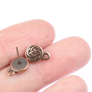 TierraCast Celtic Post Earring Findings Antique Copper Ear Posts Celtic Knotwork Stud Earrings for Jewelry Making P817 image 3