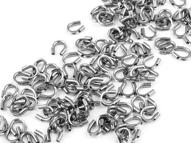 144 Gunmetal Wire Guards with 0.021 holes Gun Metal Wire Guardian Wire Protector Findings for Bracelets and Necklaces FB9 image 1